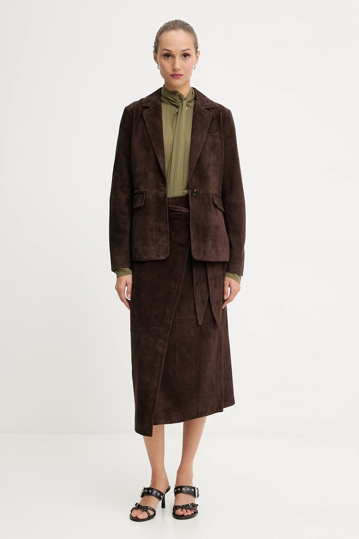 Σακάκι από σουέτ Never Fully Dressed NFDOU409 καφέ AW25