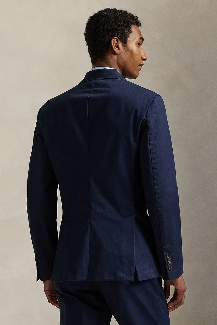 Polo Ralph Lauren marynarka jednorzędowa męska bawełniana z elastanem 715958571 granatowy AW25