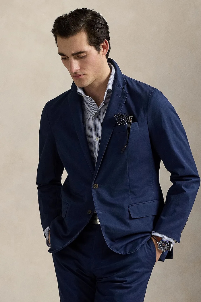 Polo Ralph Lauren marynarka jednorzędowa męska bawełniana z elastanem regular granatowy 715958571