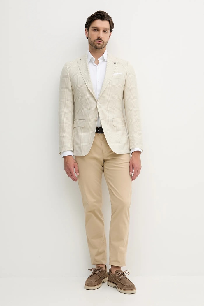 Шерстяной пиджак BOSS H-Hutson-233 50545883 бежевый AW25