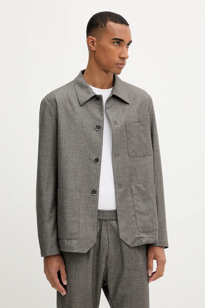 Vuneni sako BARENA VENEZIA Overshirt Visal vuna siva OSU5300.501