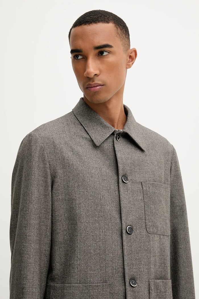 Vuneni sako BARENA VENEZIA Overshirt Visal siva OSU5300.501