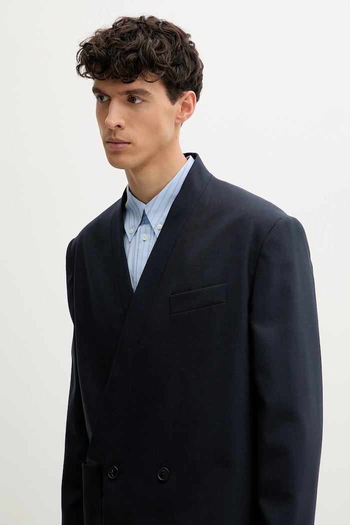 Kenzo geacă de lână bleumarin FE65VE1309GE
