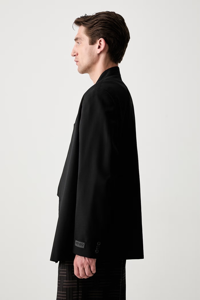 Kenzo Weave Kimono Tailored dvojradové sako vlnené pánske FF65VE1309ID čierna AW25