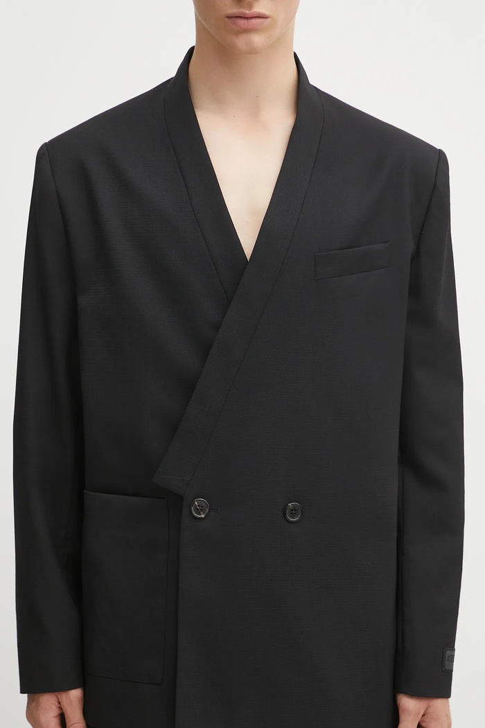 Kenzo σταυρωτό σακάκι ανδρικό μάλλινο Weave Kimono Tailored μαύρο FF65VE1309ID