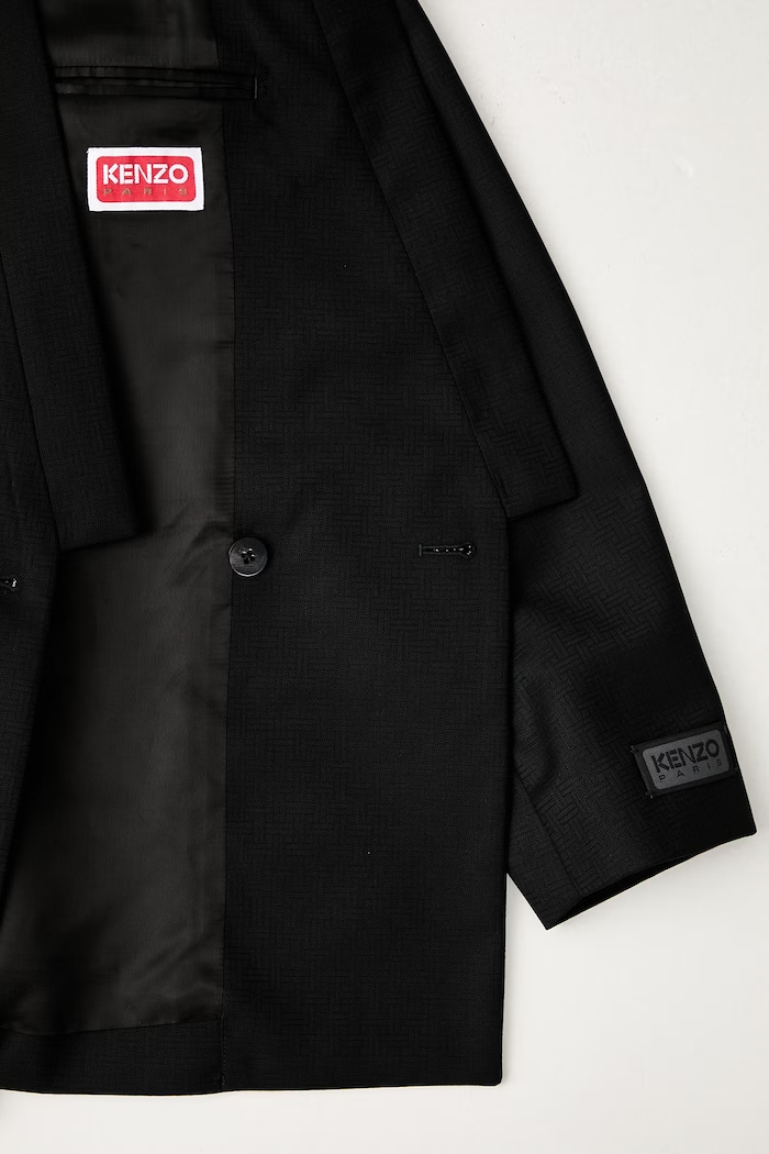 Kenzo Weave Kimono Tailored σταυρωτό σακάκι μάλλινο ανδρικό FF65VE1309ID μαύρο