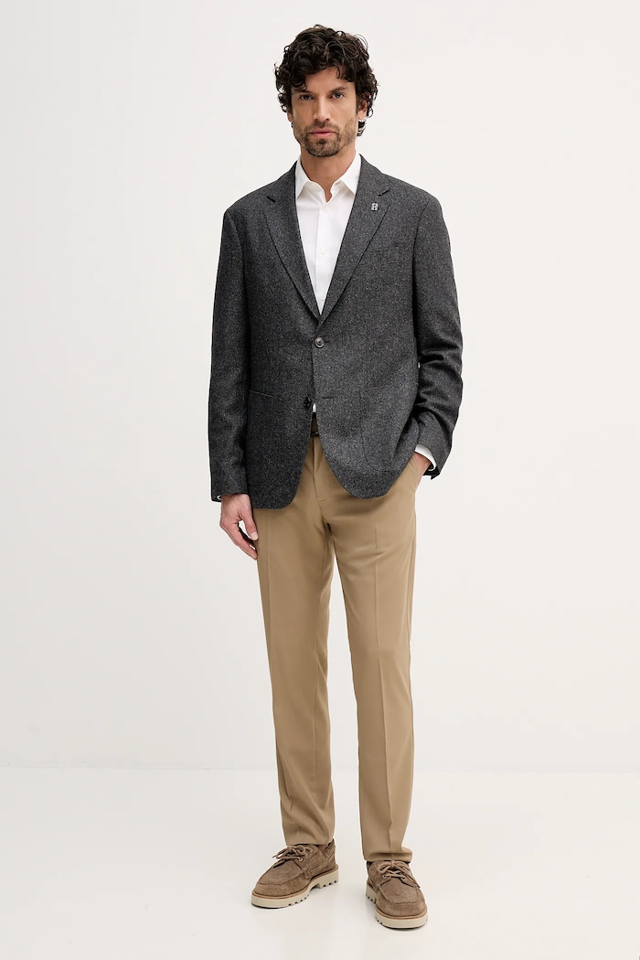 Tommy Hilfiger marynarka z dodatkiem wełny MW0MW40762 szary AW25