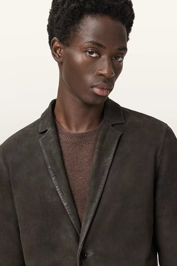 AllSaints geacă de piele întoarsă MONET M018LC maro NC25