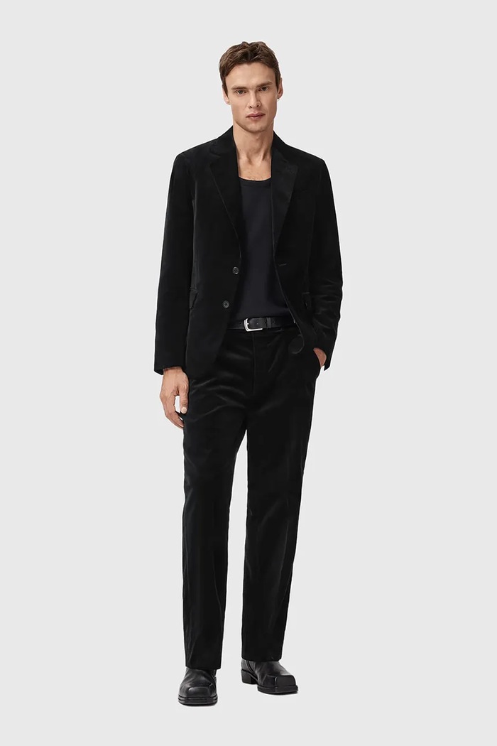 Bavlnené sako AllSaints SAGA M017QD čierna