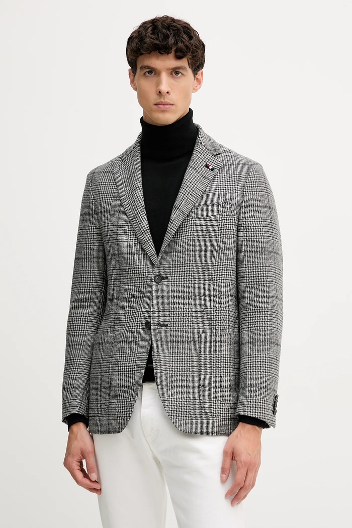 Tommy Hilfiger marynarka z dodatkiem wełny regular szary FSTHL6949.FSTH511