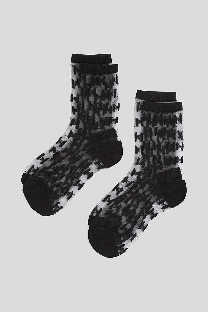 Ponožky Karl Lagerfeld 2-pak K/MONOGRAM dlhé ponožky čierna A3W47032