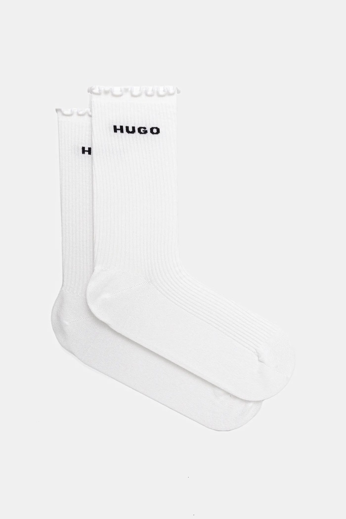 HUGO Skarpety damskie z bawełną 2P RS LETTUCE CC W 2-pack biały 50543178
