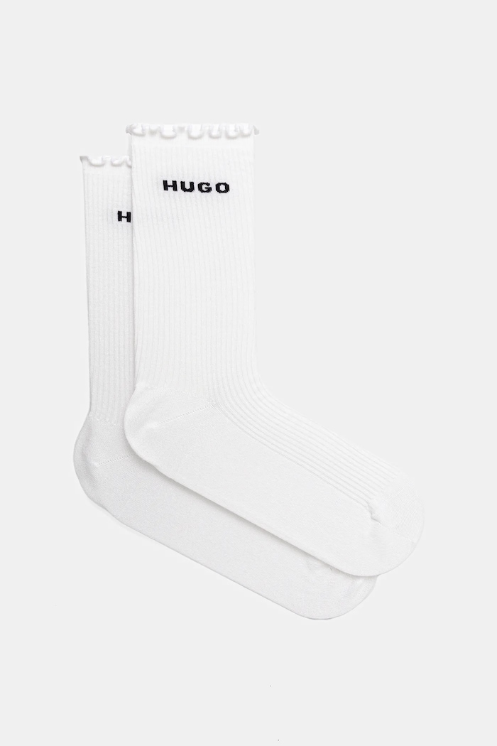 HUGO Skarpety damskie z bawełną 2P RS LETTUCE CC W 2-pack biały 50543178