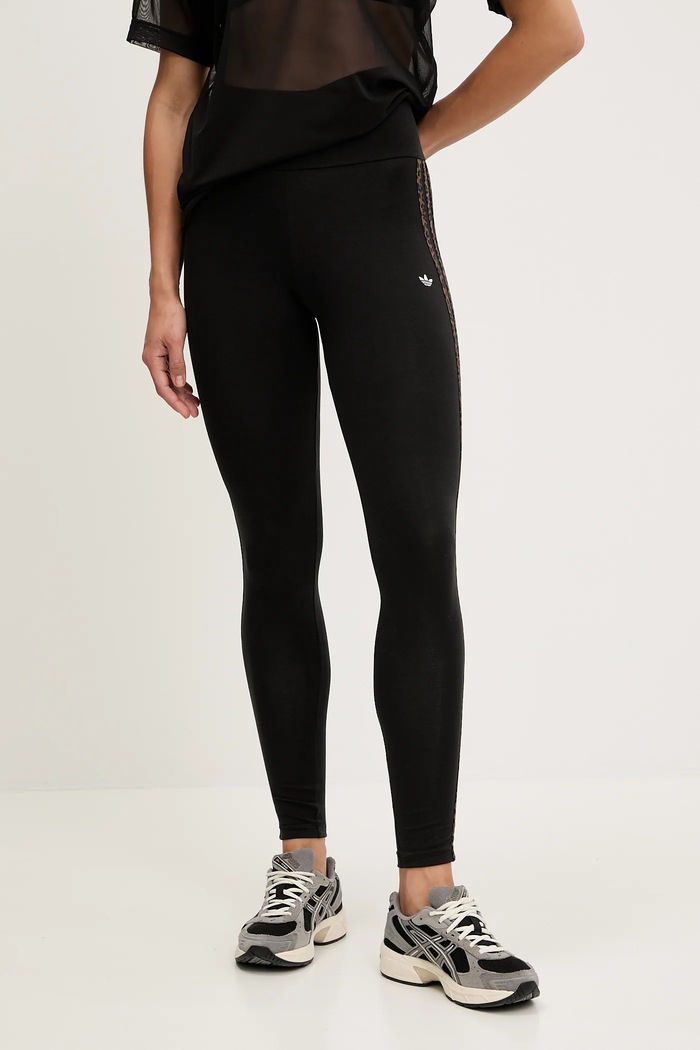 adidas Originals legginsy aplikacja czarny JW7307