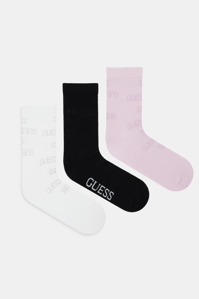 Κάλτσες Guess 3-pack ψηλές κάλτσες λευκό O5BG04.KBZU0