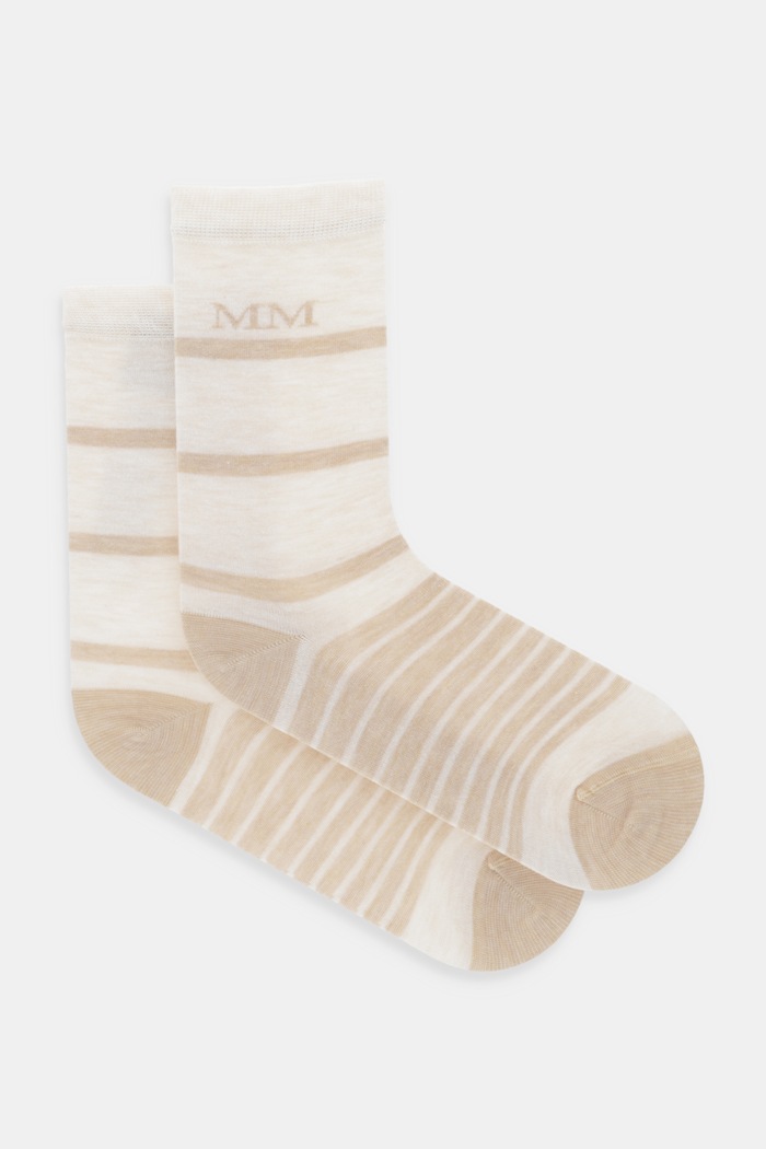 Ponožky s příměsí kašmíru MM by Max Mara GERSA pruhy béžová 2526556018600