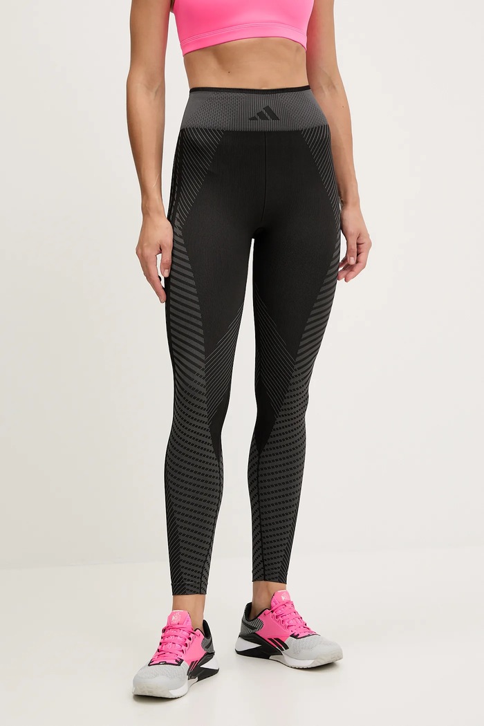 adidas Performance legginsy treningowe WORKOUT ESSENTIALS wzorzyste czarny JE8021