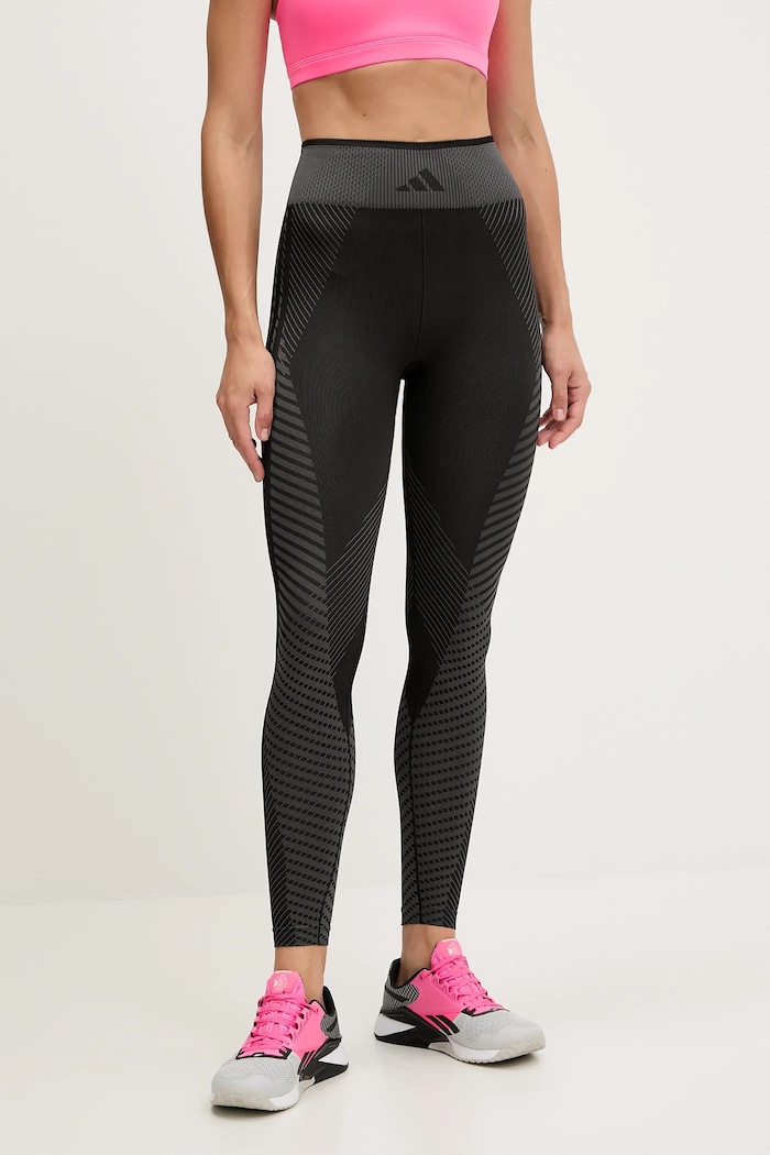 adidas Performance legginsy treningowe WORKOUT ESSENTIALS wzorzyste czarny JE8021