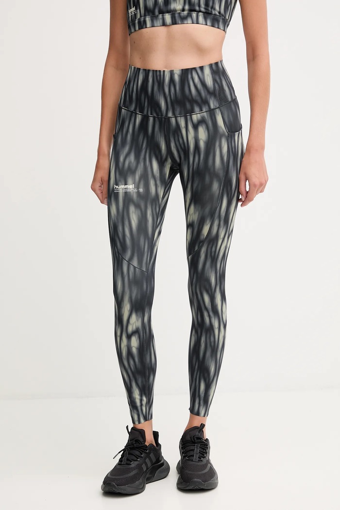 Hummel legginsy treningowe wzorzyste zielony 230134