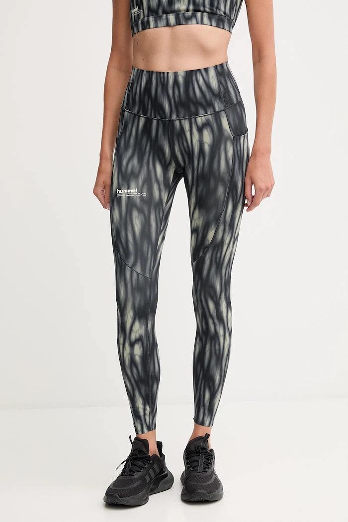 Hummel legginsy treningowe wzorzyste zielony 230134