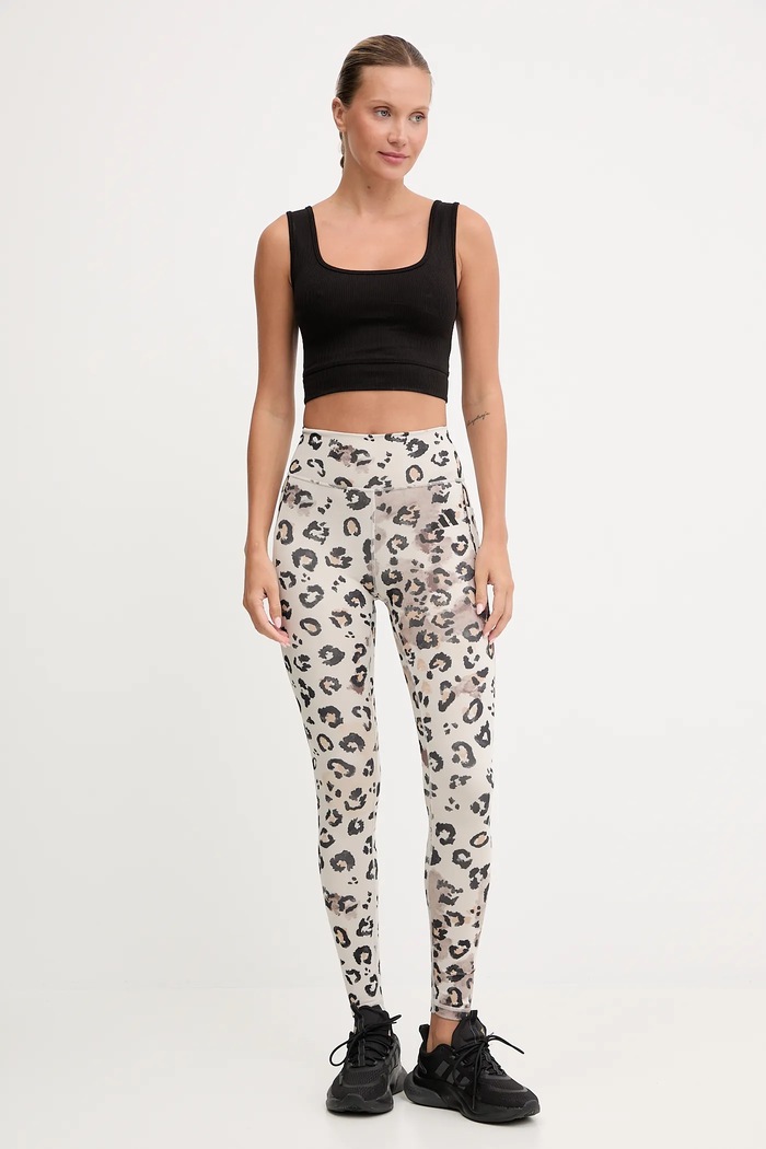 Tréninkové legíny adidas Performance Optime Essentials Full Length Leggings Print JY4606 béžová AW25