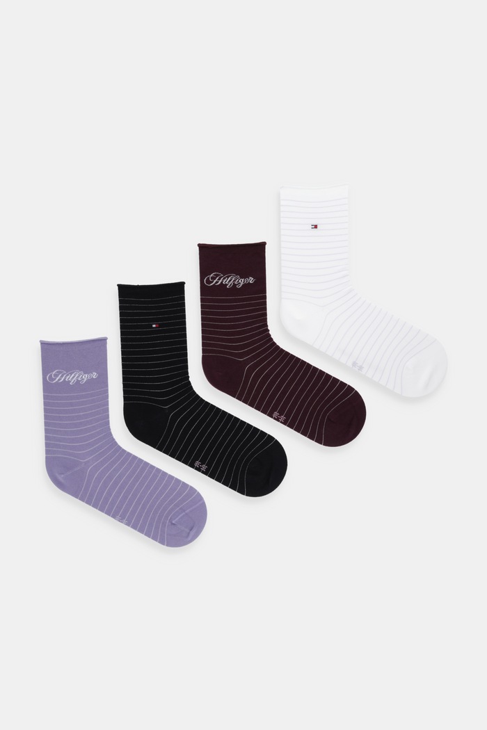 Κάλτσες Tommy Hilfiger 4-pack ψηλές κάλτσες μωβ 701238218