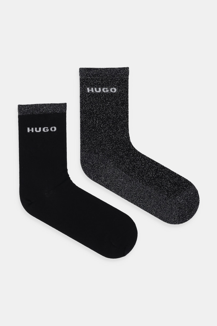 HUGO zokni 2 pár aplikációval fekete 50546406