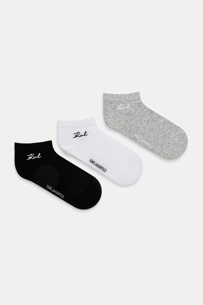 Nogavice Karl Lagerfeld K/SIGNATURE 3-pack Kratke nogavice siva A4W47034