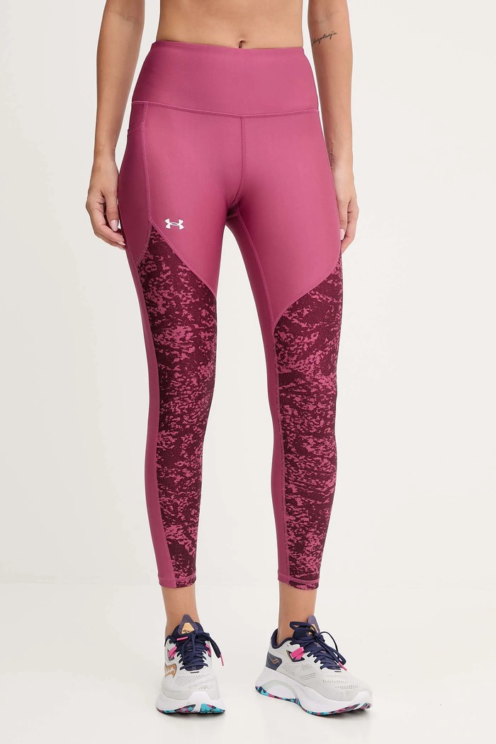 Under Armour legginsy treningowe wzorzyste bordowy 1386407