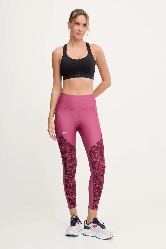 Under Armour legginsy treningowe 1386407 bordowy AW25