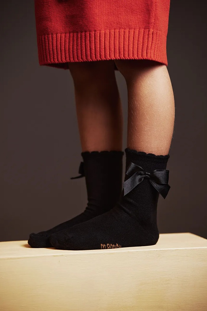 Detské ponožky Mini Rodini Satin bow 25760120 čierna AW25