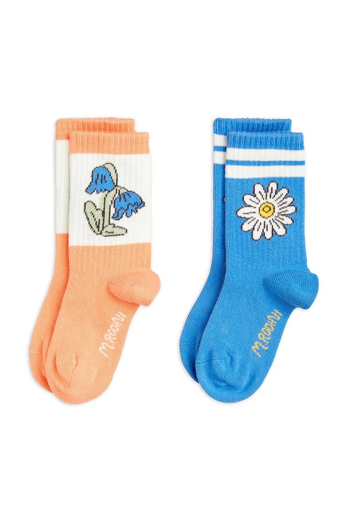 Mini Rodini Șosete copii Flower 2-pack albastru 2566010300