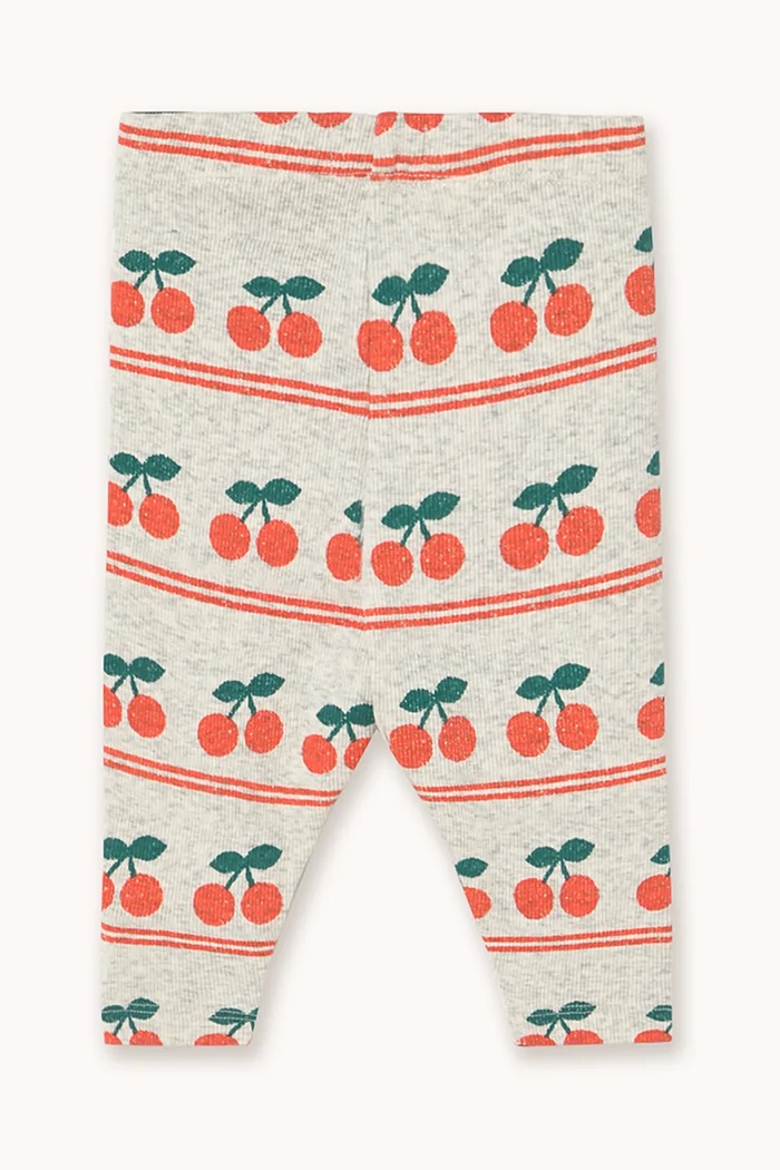Tinycottons leggins din bumbac pentru bebeluși CHERRY PATTERN RIB BABY PANT AW25.222 alb AW25