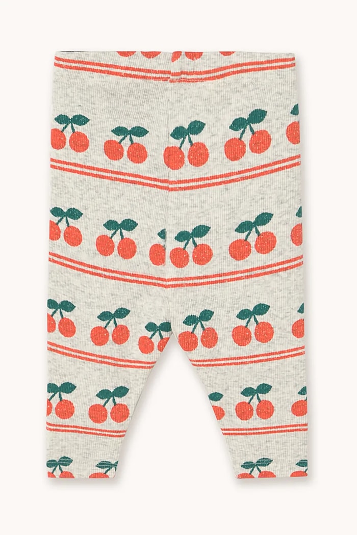 Tinycottons leggins din bumbac pentru bebeluși CHERRY PATTERN RIB BABY PANT AW25.222 alb AW25