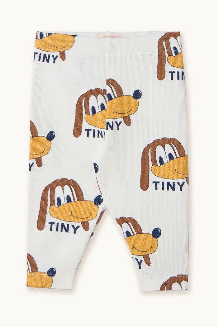 Tinycottons legginsy bawełniane niemowlęce DOGS RIB BABY PANT wzorzyste biały AW25.244