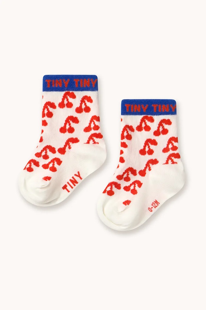Tinycottons Șosete copii CHERRIES MEDIUM SOCKS alb AW25.501