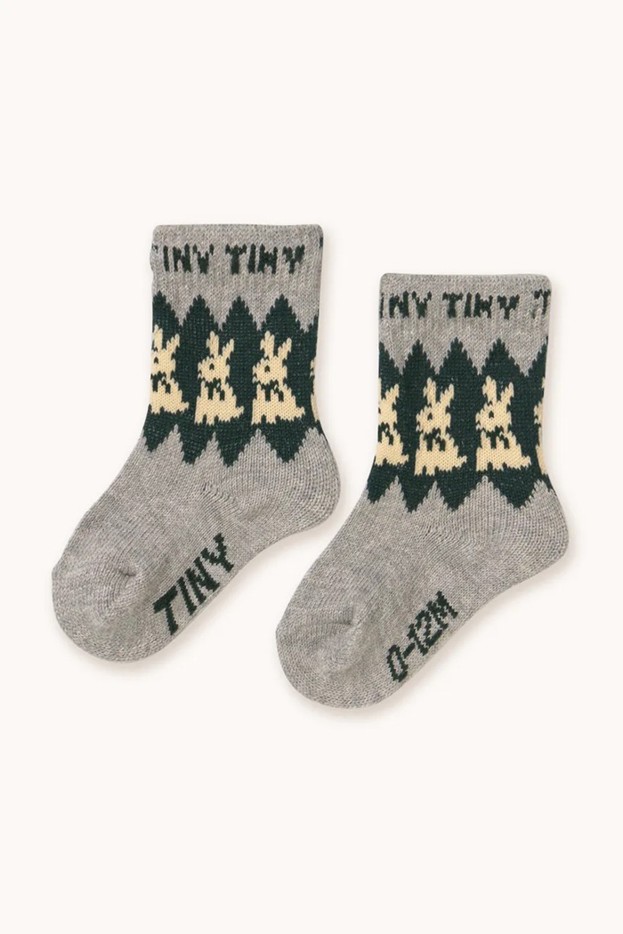 Παιδικές μάλλινες κάλτσες Tinycottons RABBITS WOOL MEDIUM SOCKS γκρί AW25.536