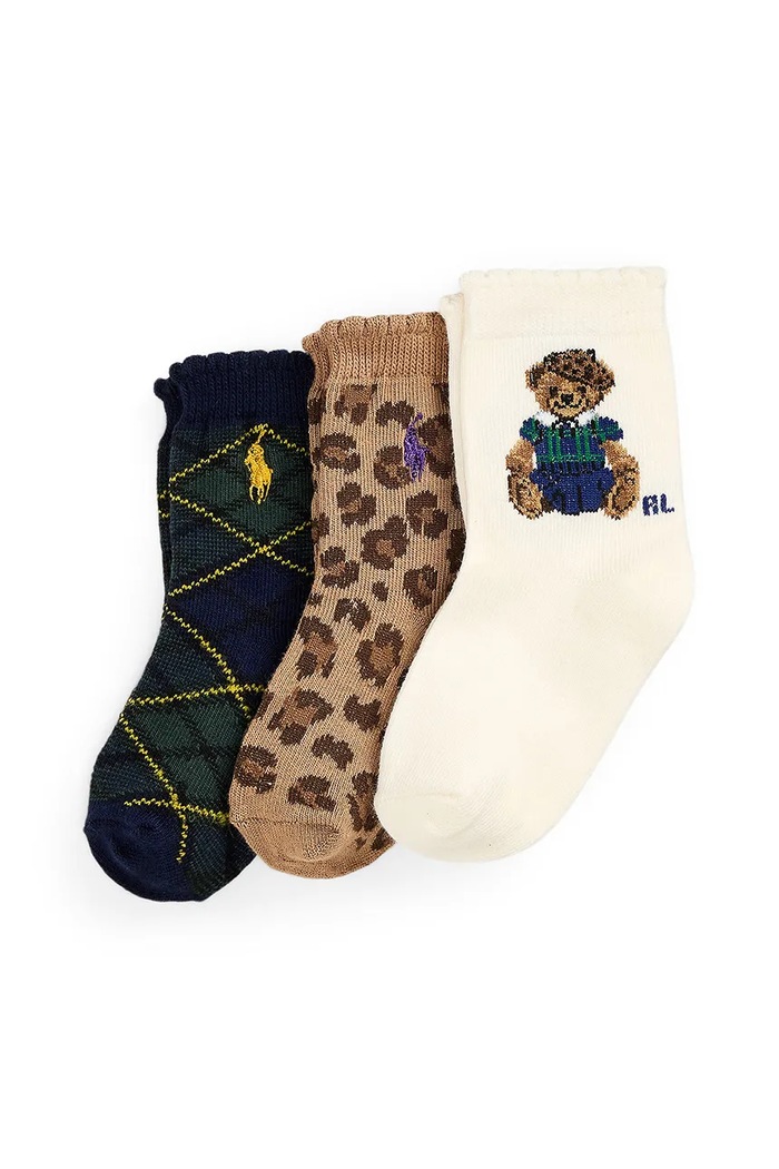 Дитячі шкарпетки Polo Ralph Lauren 3-pack темно-синій 445P03251001