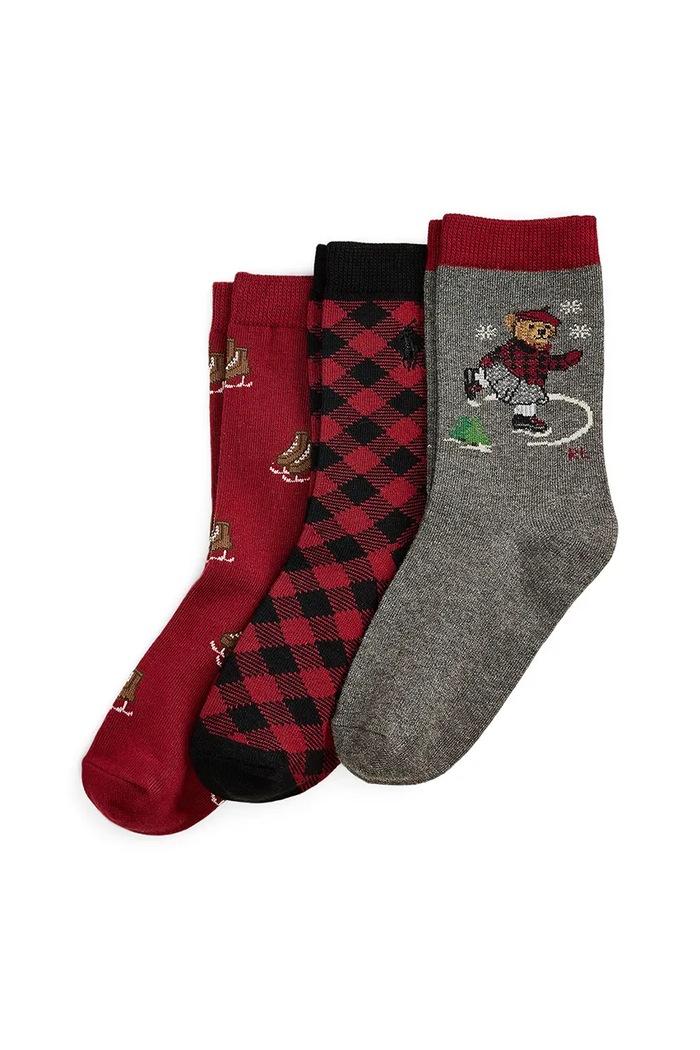 Detské ponožky Polo Ralph Lauren 3-pak burgundské 446P03265001