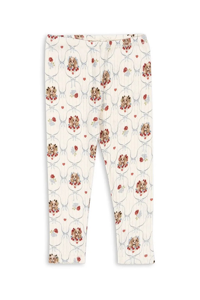 Konges Sløjd legginsy bawełniane dziecięce MINNIE PANTS GOTS wzorzyste beżowy KS103922.9BYA