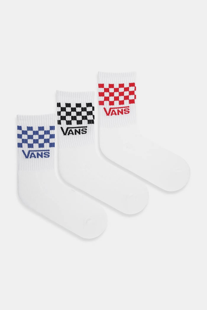 Dječje čarape Vans Classic Check Crew 3-pack bijela VN000Q1QWHT1