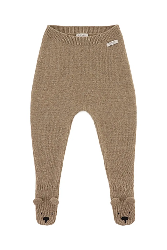 Donsje półśpioszki niemowlęce wełniane Matsie Merino Wool Leggings Bear dzianina brązowy 3039101
