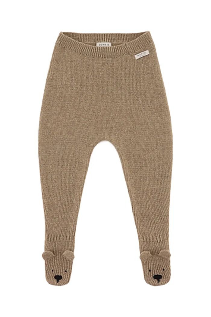 Donsje półśpioszki niemowlęce wełniane Matsie Merino Wool Leggings Bear dzianina brązowy 3039101