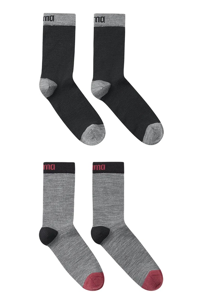 Детские носки с примесью шерсти Reima Parit 2 шт 5300309A.9BYA чёрный AW25