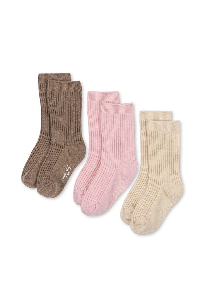 Konges Sløjd Șosete copii 3 PACK RIB SOCKS 3-pack roz KS103656.9BYA