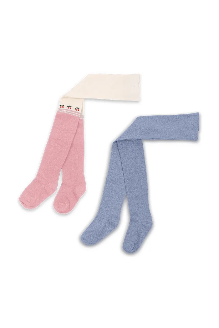 Konges Sløjd rajstopy dziecięce 2 PACK CHERRY LUREX TIGHTS 2-pack niebieski KS103629.9BYA