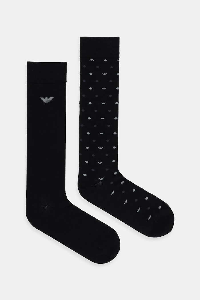 Emporio Armani Underwear skarpetki 2-pack drobny wzór czarny EM000545.AF18145