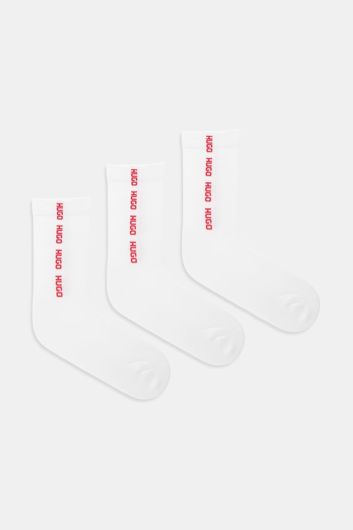 HUGO șosete 3-pack 3P QS RIB TAPE MD sosete lungi alb 50543076