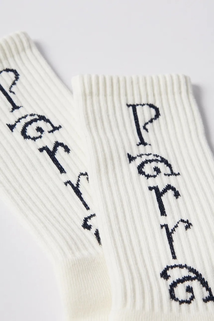 Βαμβακερές κάλτσες by Parra Weird trad logo crew socks 54355 λευκό AW25