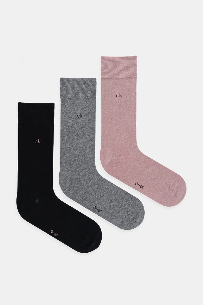Calvin Klein skarpety męskie z bawełną 3-pack skarpetki długie różowy 701234208